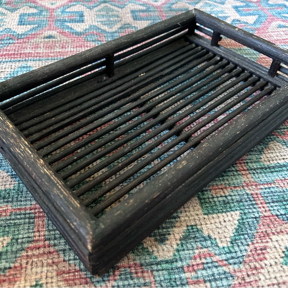 Rustic wooden tray with handles